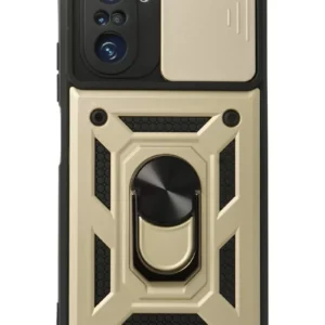 Newface Xiaomi Poco F3 Kılıf Pars Lens Yüzüklü Silikon - Gold