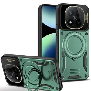 Newface Xiaomi Redmi Note 14 Pro Plus Kılıf Joy Lens Standlı Kapak - Koyu Yeşil