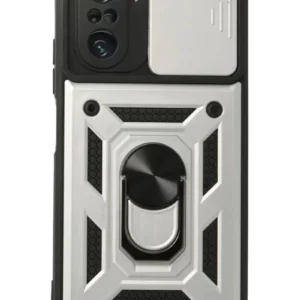 Newface Xiaomi Poco F3 Kılıf Pars Lens Yüzüklü Silikon - Gümüş