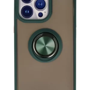 Newface İphone 15 Pro Kılıf Montreal Yüzüklü Silikon Kapak - Yeşil