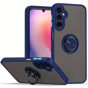 Newface Samsung Galaxy S25 Plus Kılıf Montreal Yüzüklü Silikon Kapak - Lacivert