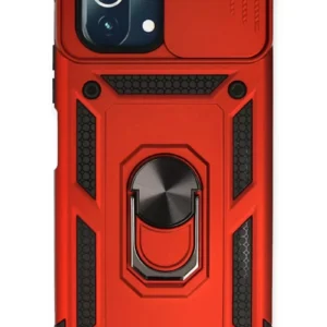 Newface Xiaomi Mi 11 Lite Kılıf Pars Lens Yüzüklü Silikon - Kırmızı