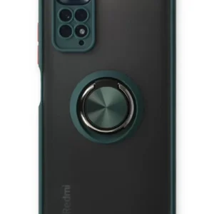 Newface Xiaomi Redmi Note 11 Kılıf Montreal Yüzüklü Silikon Kapak - Yeşil