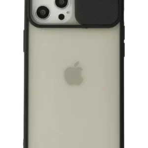 Newface İphone 12 Pro Max Kılıf Palm Buzlu Kamera Sürgülü Silikon - Siyah