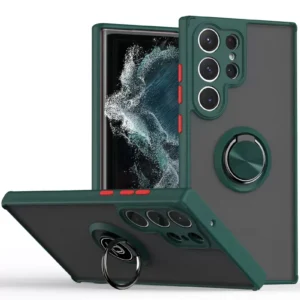 Newface Samsung Galaxy S25 Ultra Kılıf Montreal Yüzüklü Silikon Kapak - Yeşil
