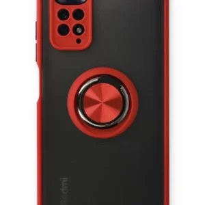 Newface Xiaomi Redmi Note 11 Kılıf Montreal Yüzüklü Silikon Kapak - Kırmızı