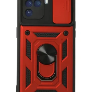 Newface Oppo Reno 5 Lite Kılıf Pars Lens Yüzüklü Silikon - Kırmızı