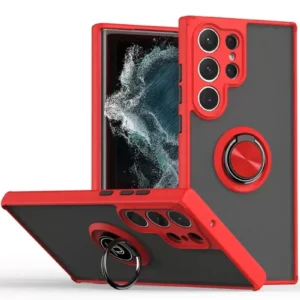 Newface Samsung Galaxy S25 Ultra Kılıf Montreal Yüzüklü Silikon Kapak - Kırmızı