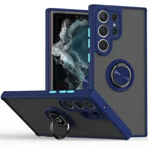 Newface Samsung Galaxy S25 Ultra Kılıf Montreal Yüzüklü Silikon Kapak - Lacivert