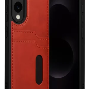 Newface Samsung Galaxy S25 Edge Sara Kartvizitli Deri Kılıf - Kırmızı