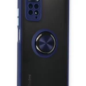 Newface Xiaomi Redmi Note 11 Kılıf Montreal Yüzüklü Silikon Kapak - Lacivert