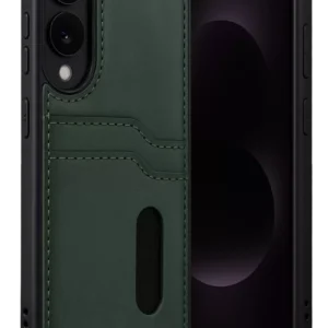 Newface Samsung Galaxy S25 Edge Sara Kartvizitli Deri Kılıf - Koyu Yeşil