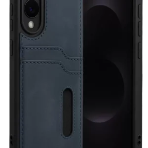 Newface Samsung Galaxy S25 Edge Sara Kartvizitli Deri Kılıf - Lacivert