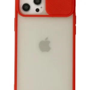 Newface İphone 12 Pro Max Kılıf Palm Buzlu Kamera Sürgülü Silikon - Kırmızı