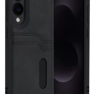 Newface Samsung Galaxy S25 Edge Sara Kartvizitli Deri Kılıf - Siyah