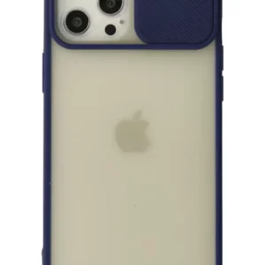 Newface İphone 12 Pro Max Kılıf Palm Buzlu Kamera Sürgülü Silikon - Lacivert