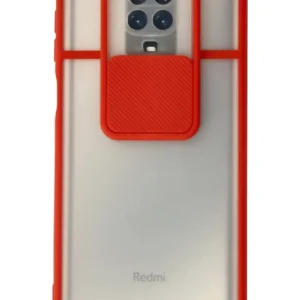 Newface Xiaomi Redmi Note 9 Pro Kılıf Palm Buzlu Kamera Sürgülü Silikon - Kırmızı