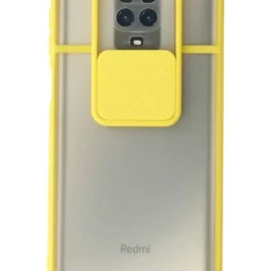 Newface Xiaomi Redmi Note 9 Pro Kılıf Palm Buzlu Kamera Sürgülü Silikon - Sarı