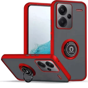 Newface Xiaomi Redmi Note 13 Pro Plus Kılıf Montreal Yüzüklü Silikon Kapak - Kırmızı