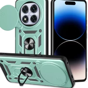 Newface Xiaomi Redmi Note 14 Pro Plus Kılıf Pars Lens Yüzüklü Silikon - Yeşil