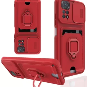 Newface Xiaomi Redmi Note 11 Pro Kılıf Zuma Kartvizitli Yüzüklü Silikon - Kırmızı