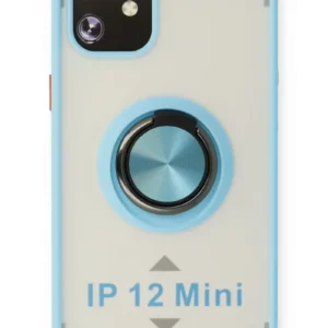 Newface İphone 12 Mini Kılıf Montreal Yüzüklü Silikon Kapak - Buz Mavi