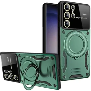 Newface Samsung Galaxy S25 Ultra Kılıf Joy Lens Standlı Kapak - Koyu Yeşil