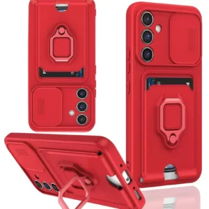 Newface Samsung Galaxy A36 Kılıf Zuma Kartvizitli Yüzüklü Silikon - Kırmızı