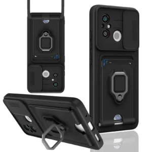 Newface Xiaomi Redmi 12c Kılıf Zuma Kartvizitli Yüzüklü Silikon - Siyah