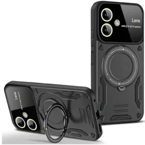 Newface Samsung Galaxy A06 Kılıf Joy Lens Standlı Kapak - Siyah