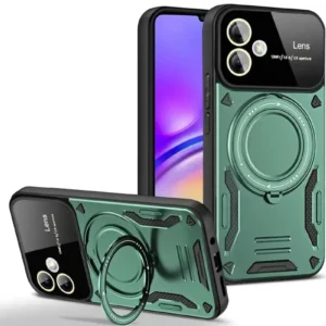 Newface Samsung Galaxy A06 Kılıf Joy Lens Standlı Kapak - Koyu Yeşil