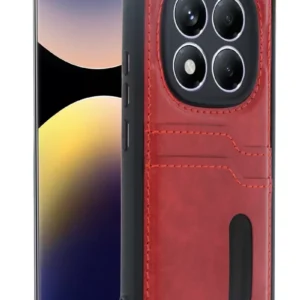 Newface Xiaomi Redmi Note 14 Pro 5g Kılıf Sara Kartvizitli Deri Kılıf - Kırmızı