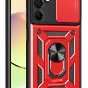 Newface Samsung Galaxy A56 Kılıf Pars Lens Yüzüklü Silikon - Kırmızı