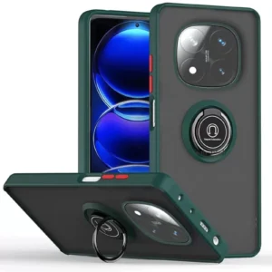 Newface Xiaomi Redmi Note 14 Pro 5g Kılıf Montreal Yüzüklü Silikon Kapak - Yeşil