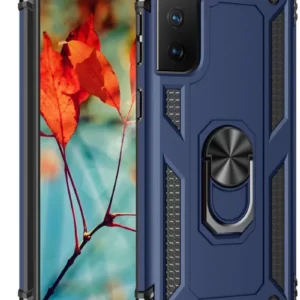 Newface Samsung Galaxy S21 Kılıf Sofya Yüzüklü Silikon Kapak - Lacivert