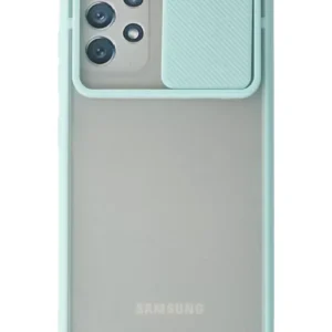 Newface Samsung Galaxy A72 Kılıf Palm Buzlu Kamera Sürgülü Silikon - Turkuaz