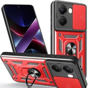 Newface Xiaomi Poco X7 Pro Kılıf Pars Lens Yüzüklü Silikon - Kırmızı