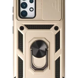 Newface Samsung Galaxy A73 5g Kılıf Pars Lens Yüzüklü Silikon - Gold