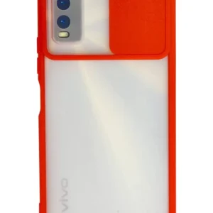 Newface Vivo Y11s Kılıf Palm Buzlu Kamera Sürgülü Silikon - Kırmızı