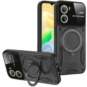 Newface Vivo Y16 Kılıf Joy Lens Standlı Kapak - Siyah