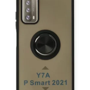 Newface Huawei P Smart 2021 Kılıf Montreal Yüzüklü Silikon Kapak - Siyah