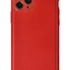 Newface İphone 11 Pro Max Kılıf Coco Deri Silikon Kapak - Kırmızı