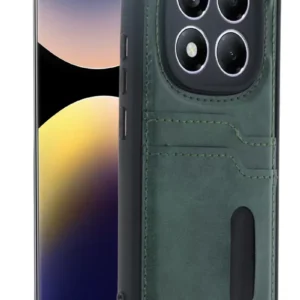 Newface Xiaomi Redmi Note 14 Pro 5g Kılıf Sara Kartvizitli Deri Kılıf - Koyu Yeşil