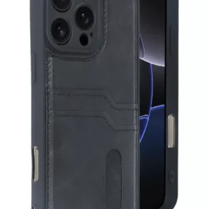 Newface İphone 16 Pro Kılıf Sara Kartvizitli Deri Kılıf - Siyah