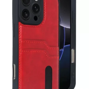 Newface İphone 16 Pro Kılıf Sara Kartvizitli Deri Kılıf - Kırmızı