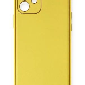 Newface İphone 12 Kılıf Coco Deri Silikon Kapak - Sarı