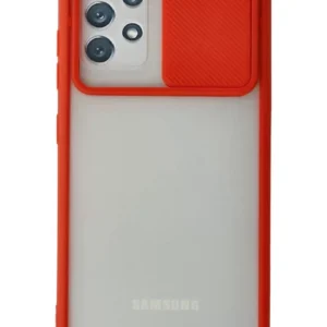 Newface Samsung Galaxy A52 Kılıf Palm Buzlu Kamera Sürgülü Silikon - Kırmızı