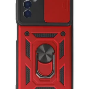 Newface Samsung Galaxy A04s Kılıf Pars Lens Yüzüklü Silikon - Kırmızı