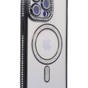 Newface İphone 15 Pro Max Kılıf Joke Simli Magneticsafe Kılıf - Siyah