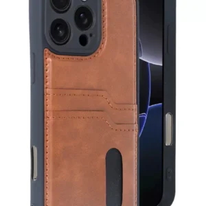 Newface İphone 16 Pro Max Kılıf Sara Kartvizitli Deri Kılıf - Taba